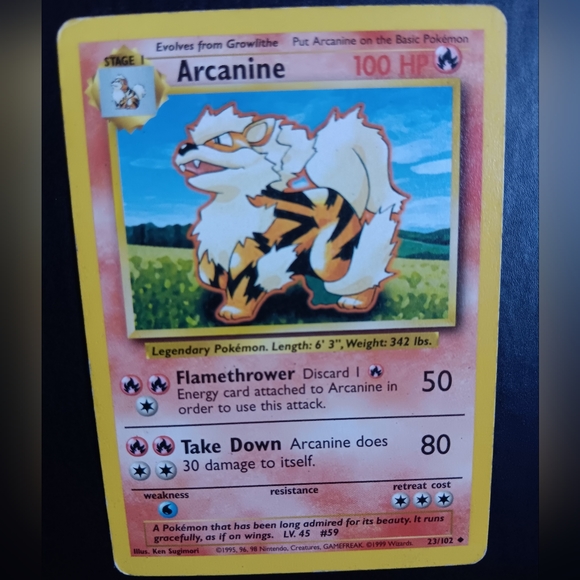 Arcanine Pokemon Card - Base Set - NO. 23/102 Uncommon Non-Holo - Picture 2 of 10